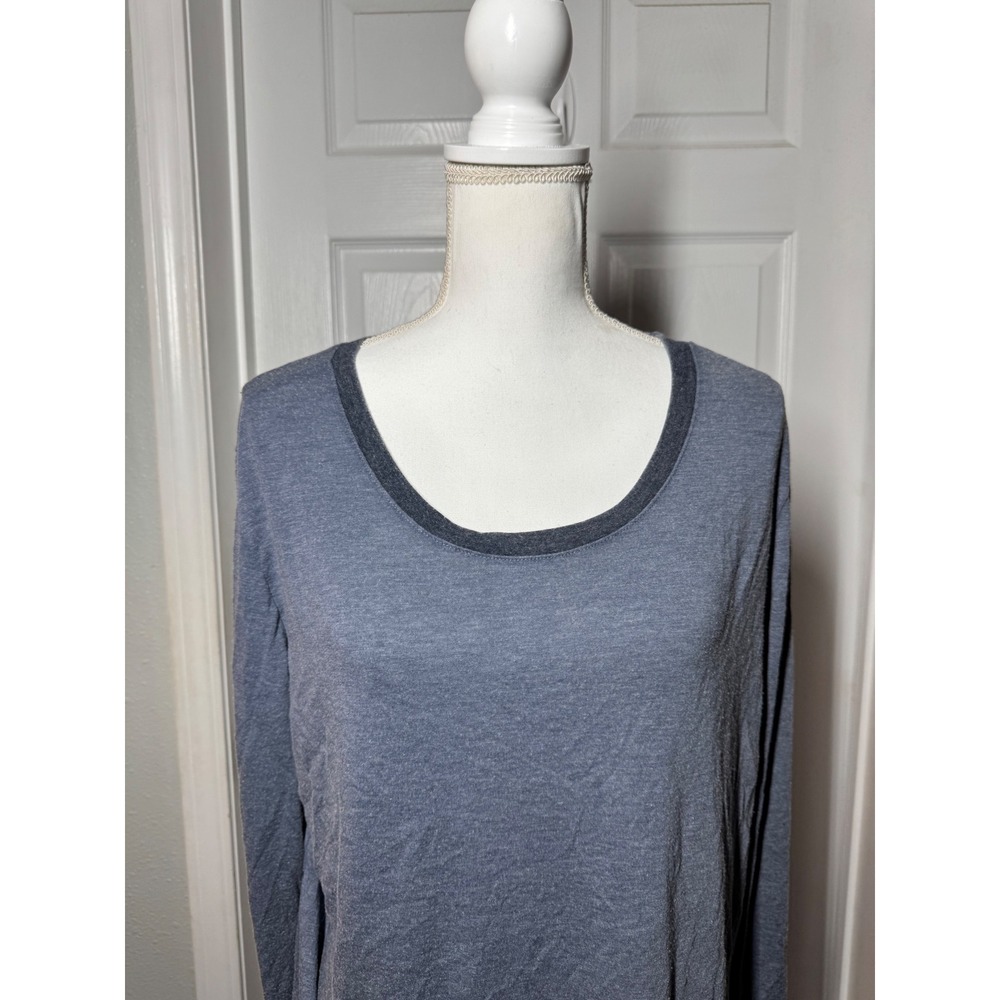 Treasure & Bond Scoop Neck Long Sleeve Top Large Blue Good Heathered Relaxed - Picture 2 of 6